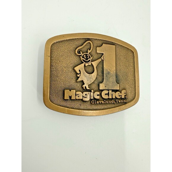 RARE Vintage Magic Chef Collectible Chef Mascot Brass Belt Buckle Cleveland TN - Picture 5 of 10